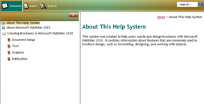 Creating Brochures in Microsoft Publisher 2010 help system